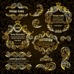 set  gold  frame and vintage design elements