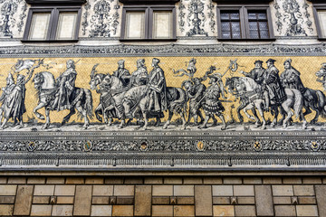 Furstenzug (Procession of Princes) - mural on wall. Dresden