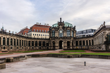 Fototapeta na wymiar Panoramic view of Zwinger Palace at evening. Dresden, Germany.
