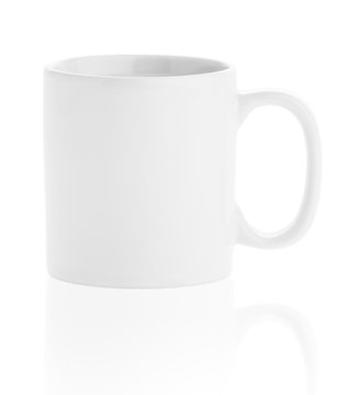 white coffee cup on white background