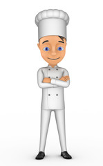 3d cheerful chef isolated on white background