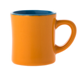 orange coffee cup on white background