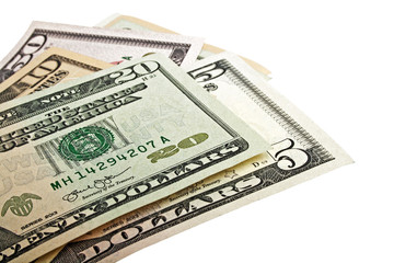 Dollars on a white background