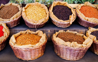 Baskets of various cereals