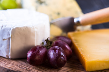 Cheese board selection with wine