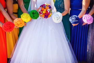 bride and bridesmaids bouquets