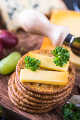 Oat crackers with cheese selection
