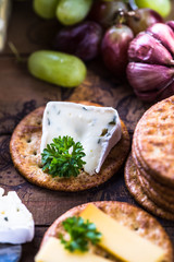 Oat crackers with cheese selection