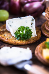 Cheese board selection with wine