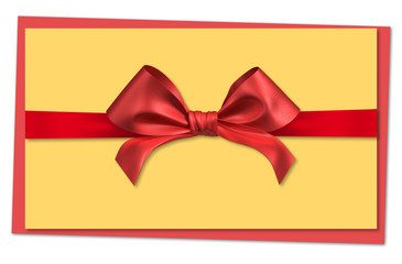 red ribbon bow on yellow letter