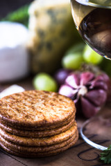 Oat crackers with cheese selection