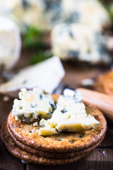 Oat crackers with cheese selection