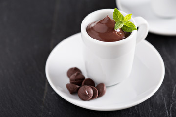 Chocolate pudding in small cups
