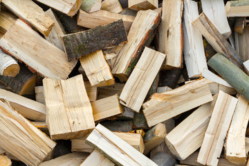 Pile of freshly chopped logs 