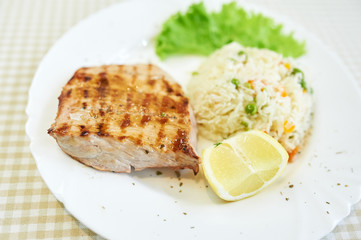 Grilled Pork Chop Dinner with Risotto