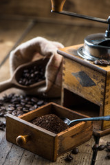 Fresh grinded coffee beans