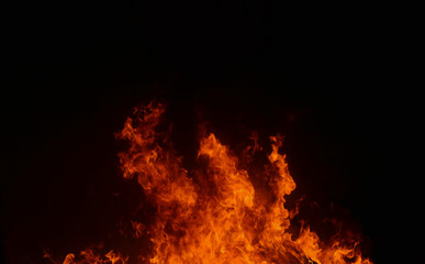 Beautiful abstract flame of fire on the black background