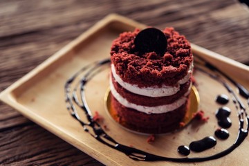 Cherry cake appetizing beautiful vintage style.