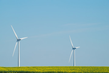 Wind farm near Reims in Champagne, France