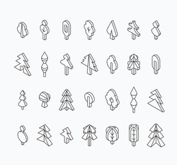 Graphical tree set, isometric line style