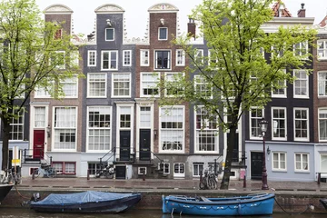 Fototapete Rund Typische Fassaden in Amsterdam, Niederlande © Ralf Gosch