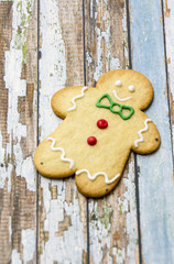 Christmas Gingerbread on wood background