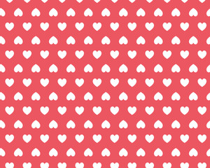 赤背景に白いハート柄　シームレスパターン