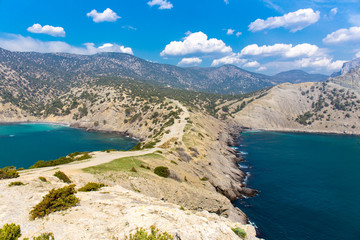 Crimea mountains and Black sea landscape