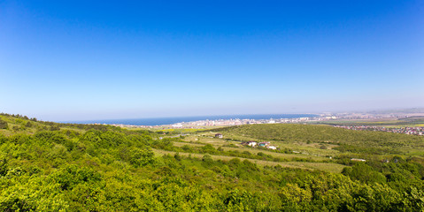 Fototapeta na wymiar Coastal city panoramic view
