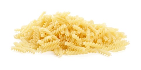 Many fusilli pasta isolated on white