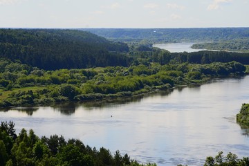 Fototapeta na wymiar Nemunas river curve view from Vilkija church
