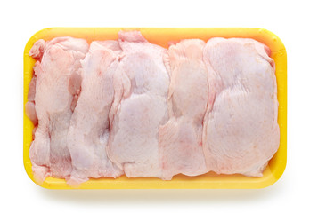chicken meat package on white background