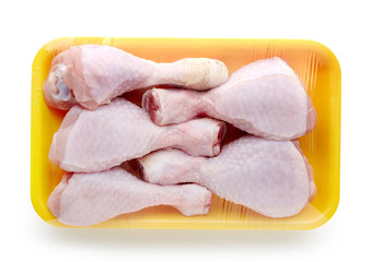 chicken meat package on white background