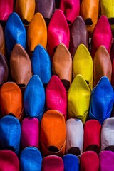 traditional moroccon shoes on  a market