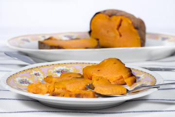 Dish of roasted sweet potato