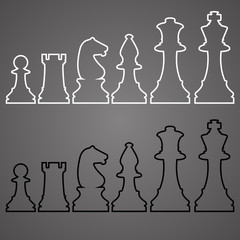Vector Set of Sketch Chess Figures 