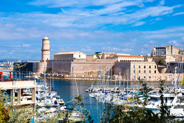 Naklejka premium Saint Jean Castle and the Vieux port in Marseille