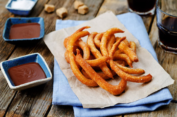 churros with chocolate sauce