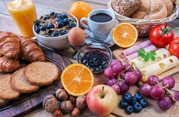 continental breakfast - food with background