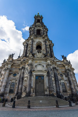 Fototapeta na wymiar Cathedral of the Holy Trinity (Katholische Hofkirche). Dresden is the capital city of the Free State of Saxony.