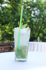 Summer lemonade mojito with lime and mint.