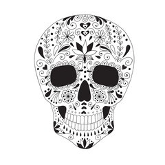 Skull with floral ornament.