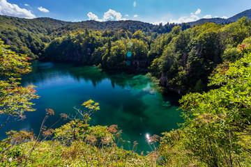 Fototapeta na wymiar Virgin nature of Plitvice lakes national park, Croatia