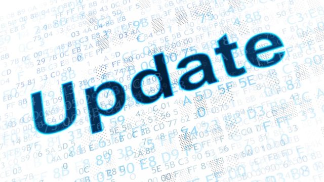 The concept of a software update. SEO web development concept: pixelated words Update on digital background