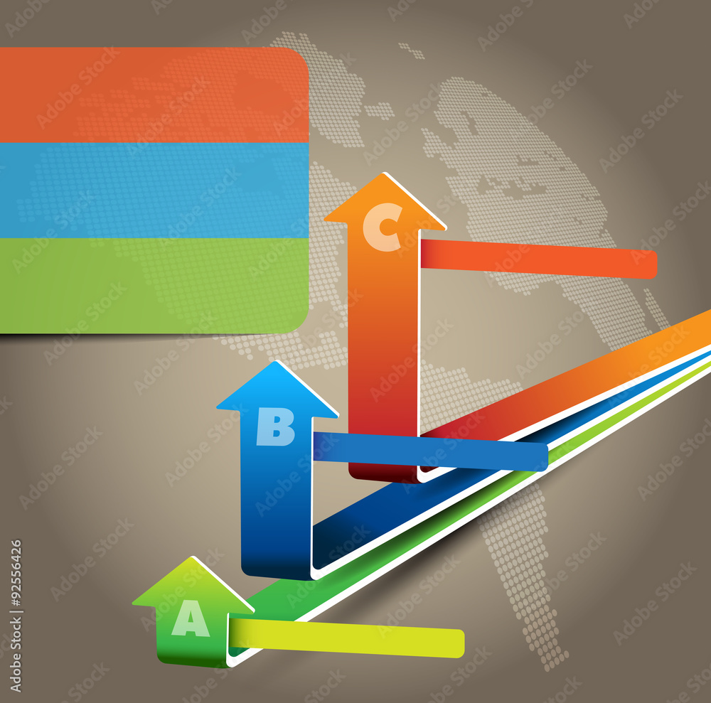 Aufkleber vector economic graph with three levels