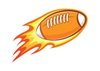 rugby ball with flame