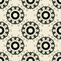 Tile Print Seamless of black stylized flowers or wheels
