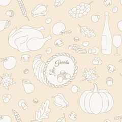 Set of hand drawn Thanksgiving elements made in modern line style vector on white background. Perfect for banners, cards, invitations, menu, flyers and more.