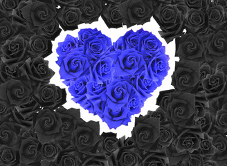 Heart shaped bouquet of red roses isolated over white background