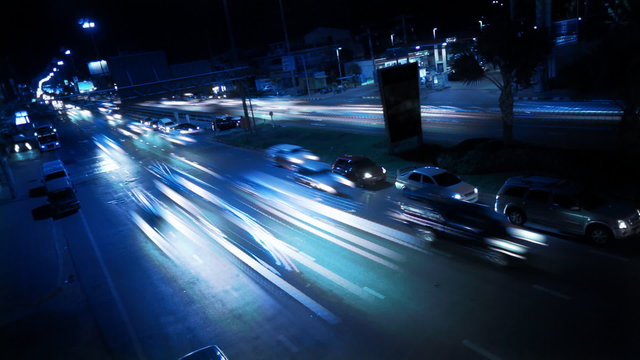 Timelapse traffic at night. FullHD 1080p.